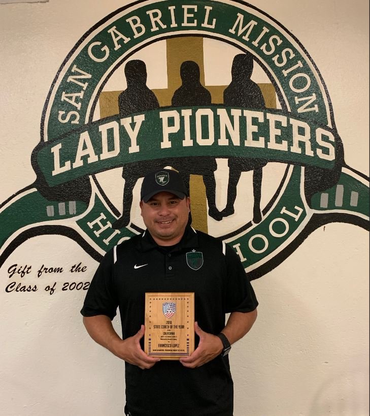 Francisco Lopez of San Gabriel Mission High School earned regional Coach of the Year honors from United Soccer Coaches. (Credit: SGMHS)
