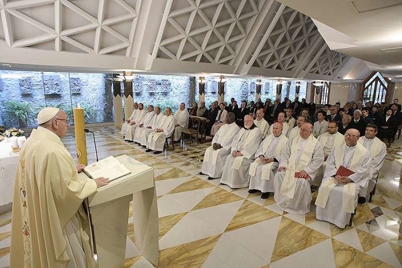 Pope Francis says Mass at the chapel of Santa Marta in the Vatican