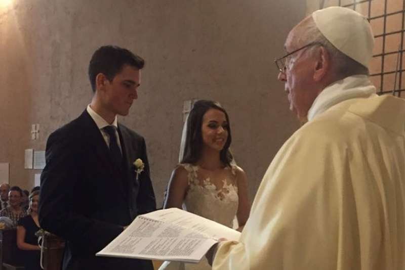 Pope Francis celebrates a wedding in Vatican City
