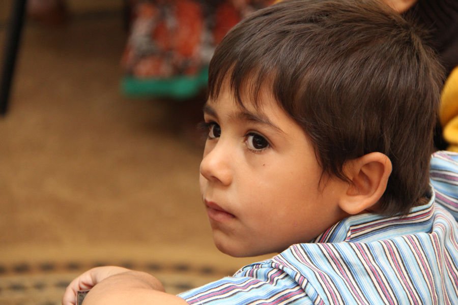 A young Syrian refugee at school in Ramtha
