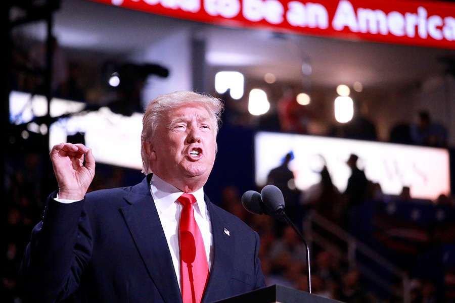 Donald Trump speaks at the Republic National Convention in Cleveland