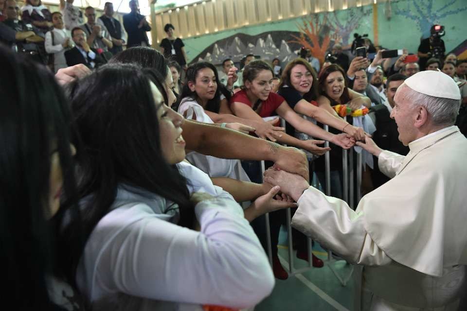 Pope Francis visits the Female Central Penitentiary in Santiago