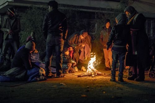 Syrian refugees on the Slovenian Austrian border. Credit: Denis Rozan via www.shutterstock.com.