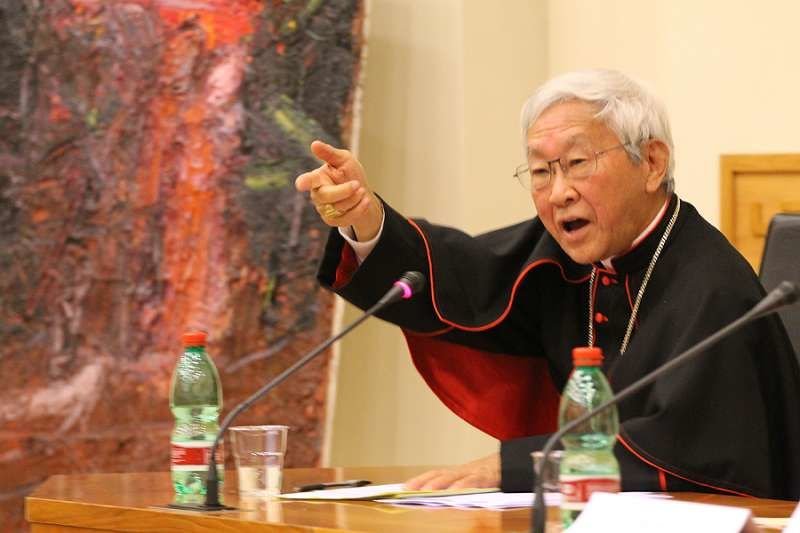 Cardinal Joseph Zen Ze-kiun speaks at the Asianews Conference at the Pontifical Urbaniana University in Rome