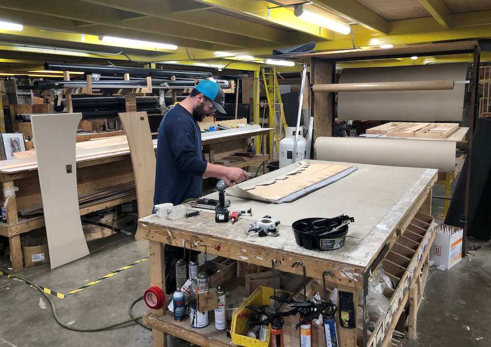 An assembly line worker is seen at Renegade RV in Bristol