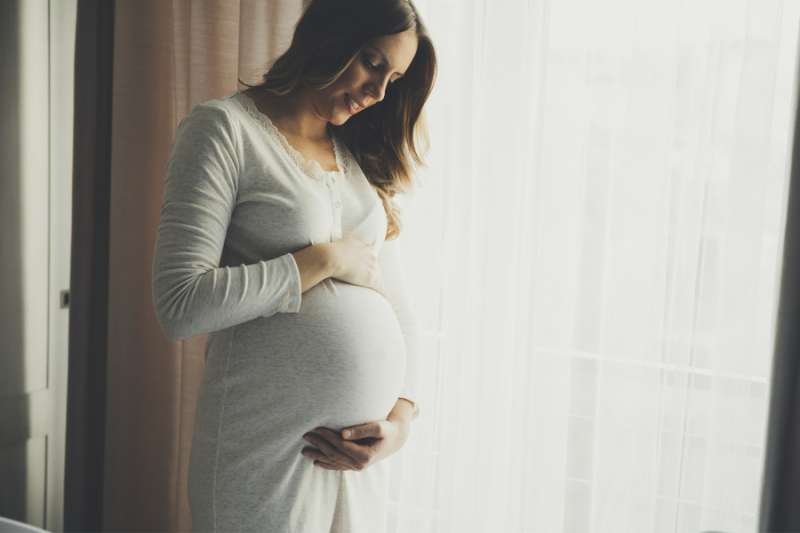 Pregnant woman standing by the window. Credit: Shutterstock