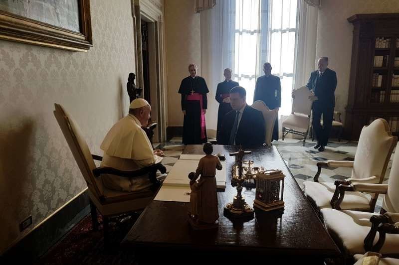 Pope Francis meets with Estonian Prime Minister Juri Ratas Feb. 9