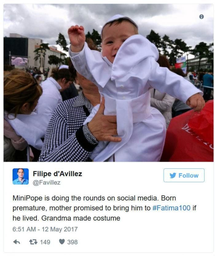 "MiniPope is doing the rounds on social media. Born premature