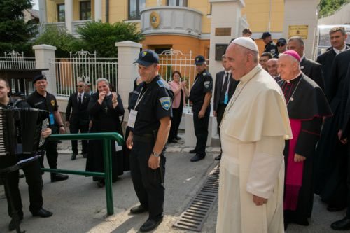 Pope Francis outside the apostolic nunciature in Sarajevo