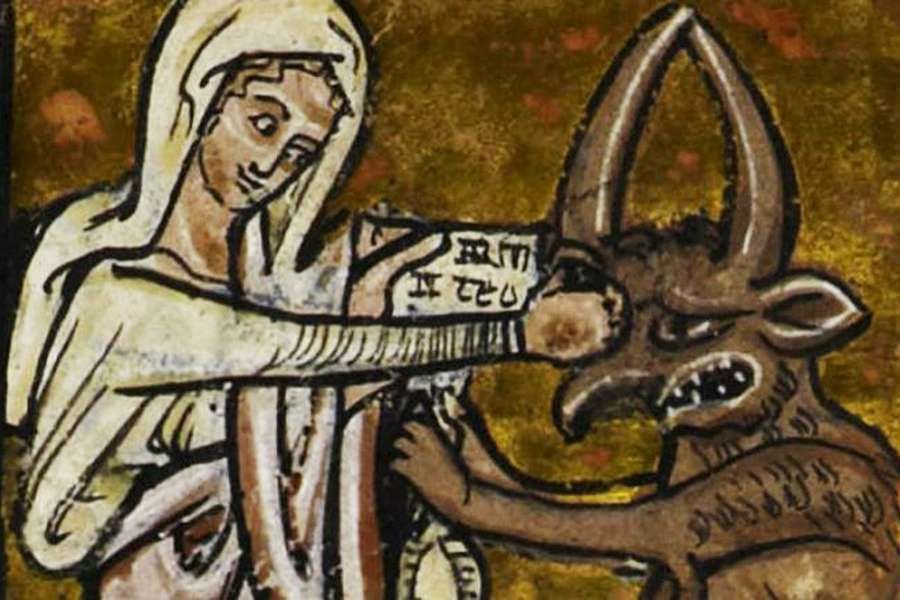 13th century image of Mary punching devil in the face. Credit: ChurchPop