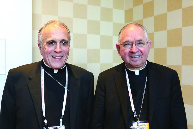 Cardinal Daniel DiNardo and Archbishop José H. Gomez at the USCCB fall general assembly in Baltimore in November 2015 (photo/J.D. Long-Garcia)
