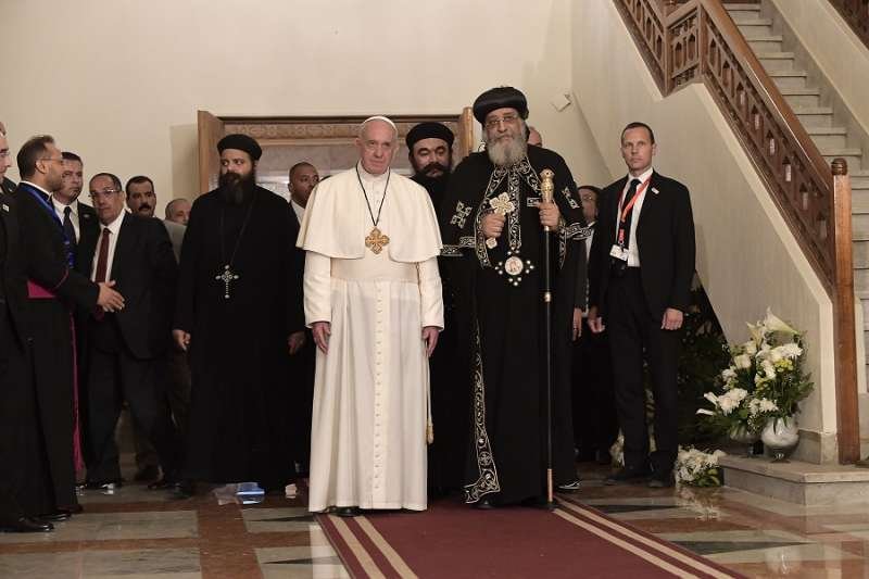 Pope Francis with Pope Tawadros II of Alexandria in Cairo