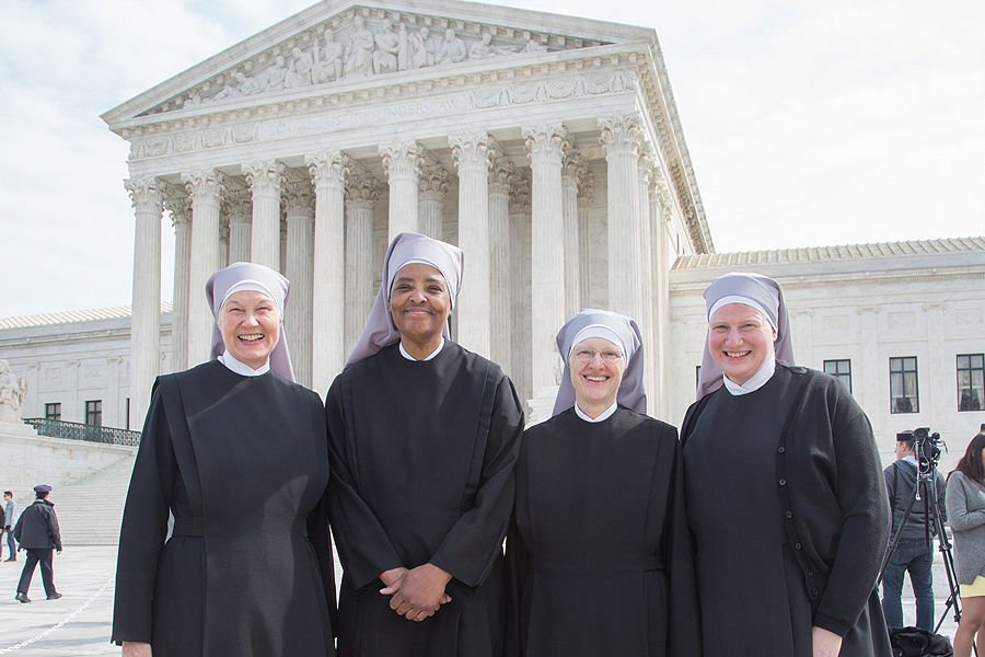 Little Sisters of the Poor outside the Supreme Court of the Unite States after oral arguments for their case against the HHS mandate