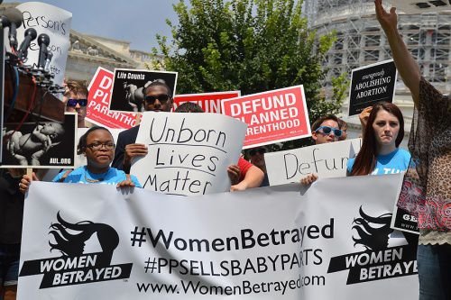 A student-organized Women Betrayed rally at the US Capitol urging the defunding of Planned Parenthood