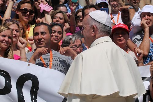 Pope Francis arriving in St. Peter's Square for the Wednesday general audience on June 17