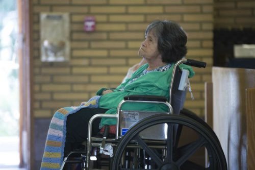 A participant at the LA Mass kicking off a novena for the elderly and terminally ill. Archdiocese of Los Angeles/Dima Otvertchenko.