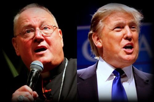 Cardinal Timothy Dolan. Credit: Archdiocese of Boston via Flickr (CC BY-ND 2.0). Donald Trump Credit: Gage Skidmore via Flickr (CC BY-SA 2.0).
