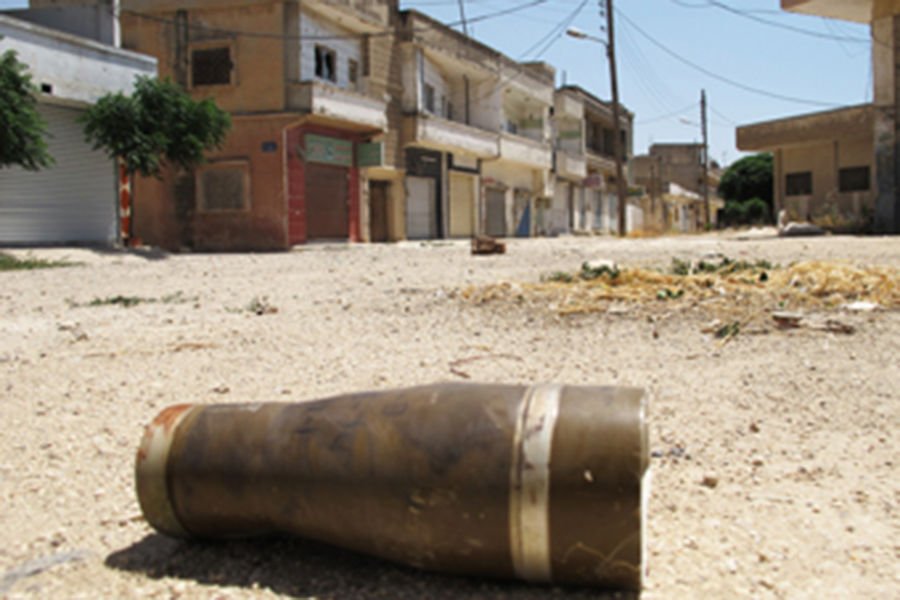 A shell in the street of Homs