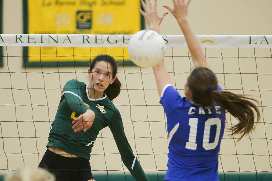 Michelle Shaffer goes for the kill — one of more than 1