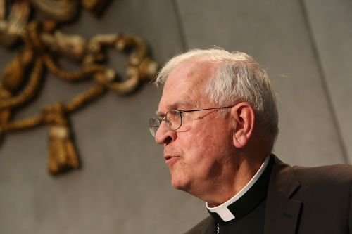 Archbishop Joseph Kurtz of Louisville speaks during a Vatican press conference