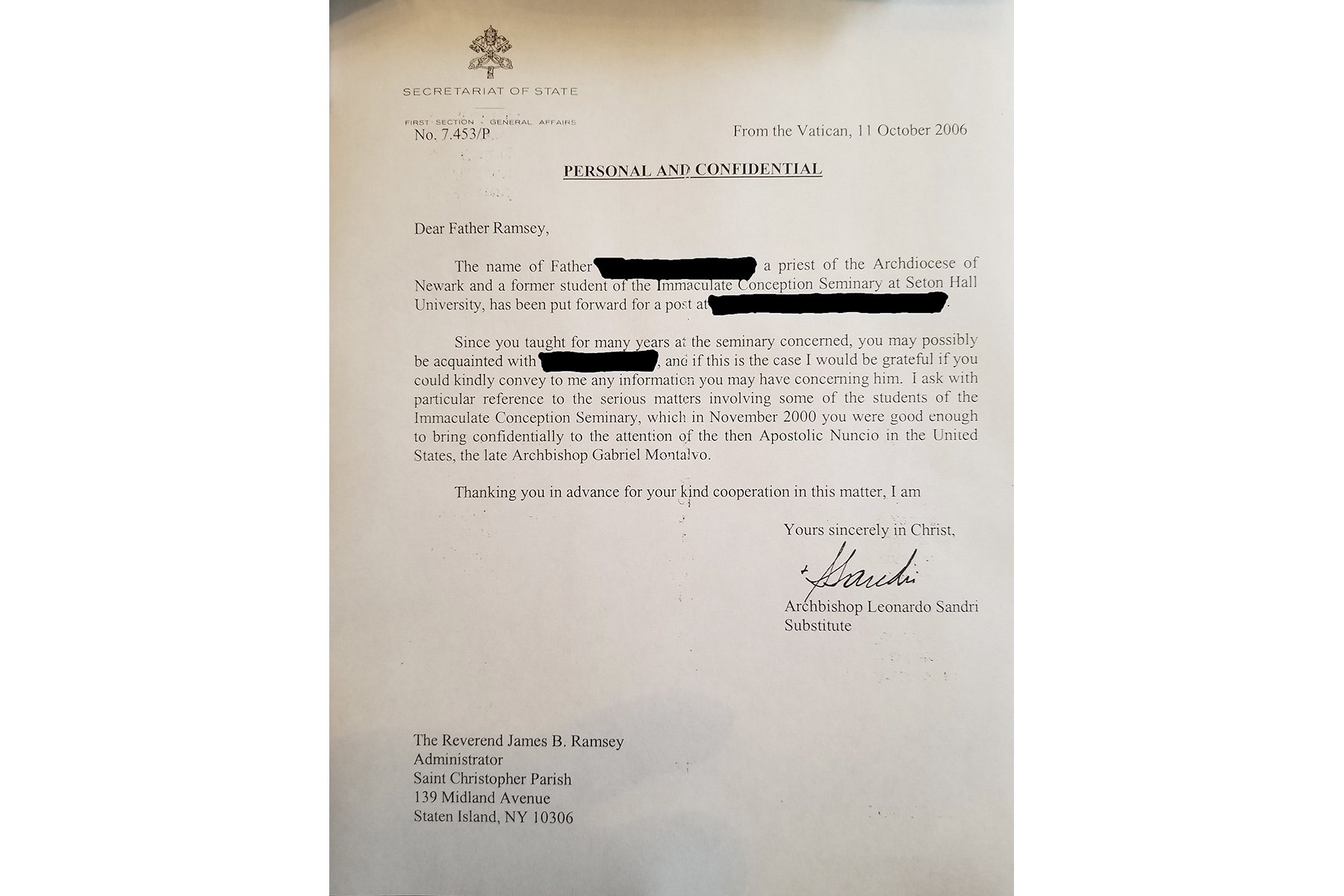 A letter dated Oct. 11