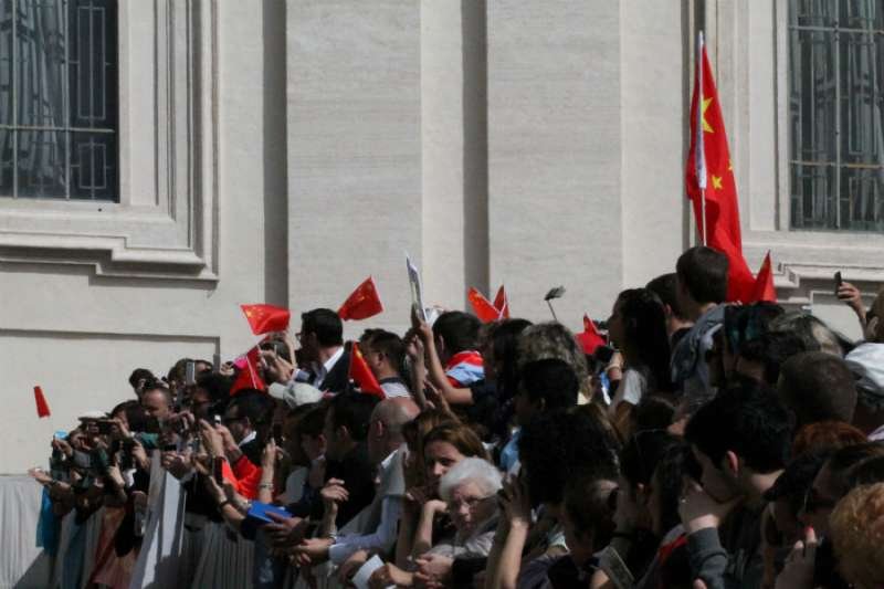 Pilgrims from China at a general audience in St. Peter's Square Credit: Martha Calderon/CNA
