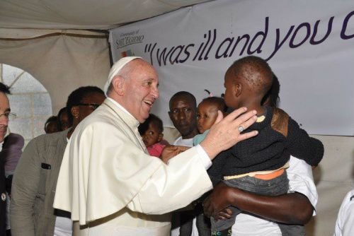 Pope Francis meets with members and beneficiaries of the Community of Sant'Egidio in Nairobi Kenya on Nov. 26