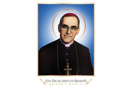 This is the official image of soon-to-be St. Oscar Arnulfo Romero. Msgr. Rafael Urrutia shared the official prayer card image during a meeting with San Salvador's archbishop and others
