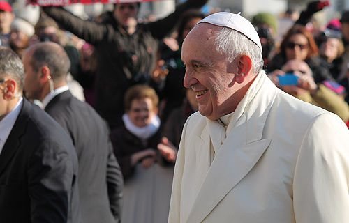 Pope Francis greets pilgrims at St. Peter's Square