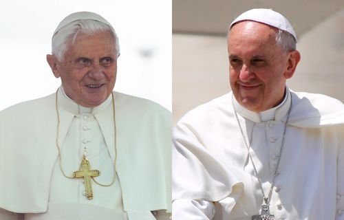 Benedict XVI and Pope Francis. Credit: Mazur/catholicnews.org.uk.