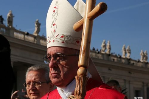 Pope Francis leads procession of palms in St. Peter's Square on Palm Sunday March 20