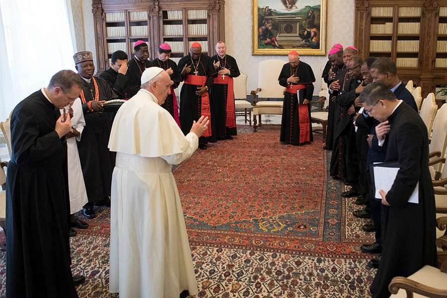 Pope Francis meets at the Vatican with a delegation from the Diocese of Ahiara