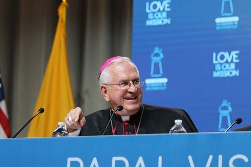 Archbishop Joseph Kurtz speaks at a press conference in Philadelphia during Pope Francis' vist on September 26