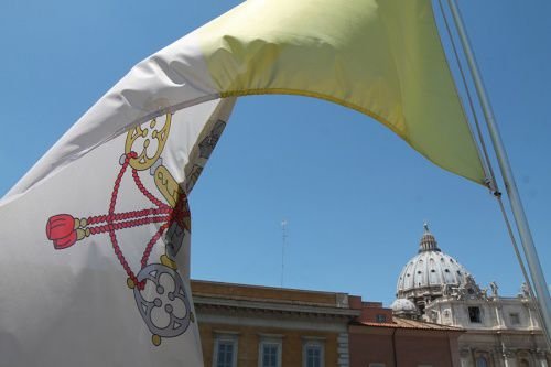 The flag of Vatican City. Credit Bohumil Petrik/CNA.