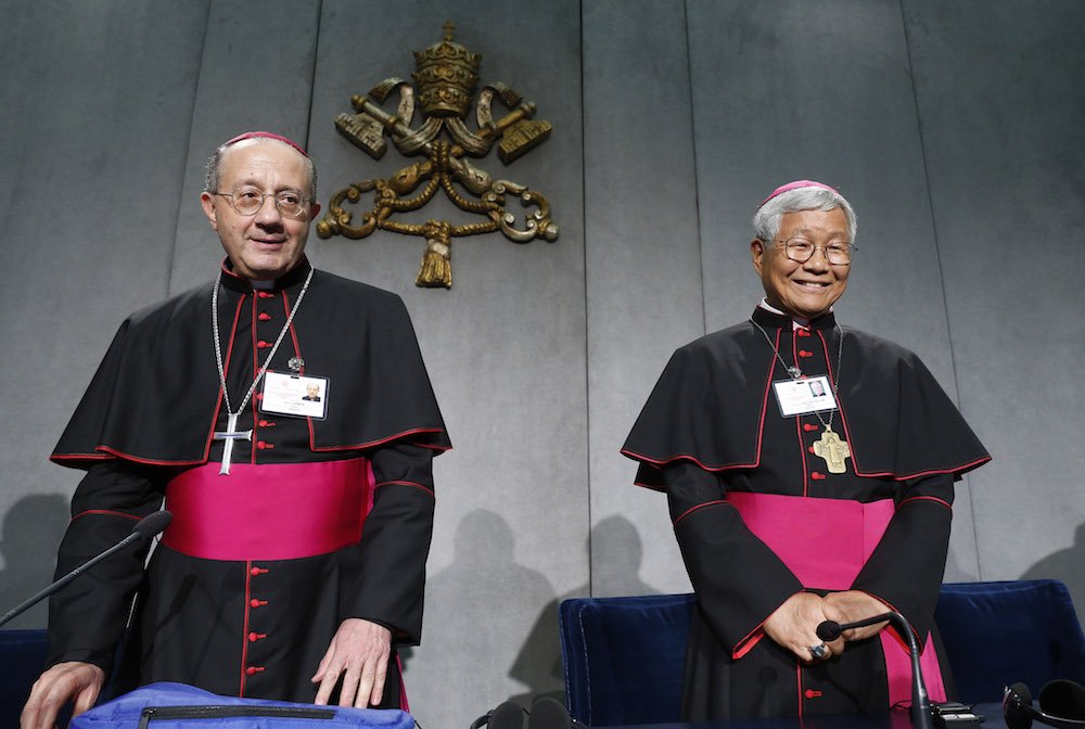 Italian Archbishop Bruno Forte of Chieti-Vastoa and Bishop Lazarus You Heung-sik of Daejeon