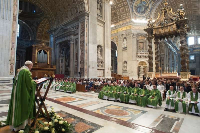 Pope Francis says a special Mass for migrants in St. Peter's Basilica July 6