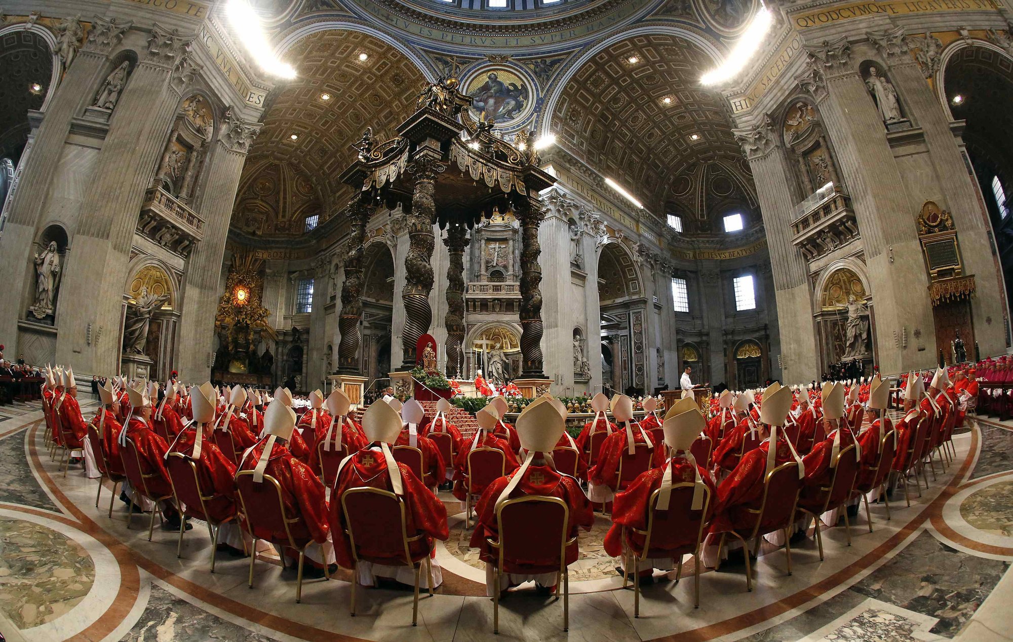 Cardinals from around the world attend a Mass for the election of the Roman pontiff in St. Peter's Basilica at the Vatican in 2013. (CATHOLIC NEWS SERVICE/STEFANO RELLANDINI