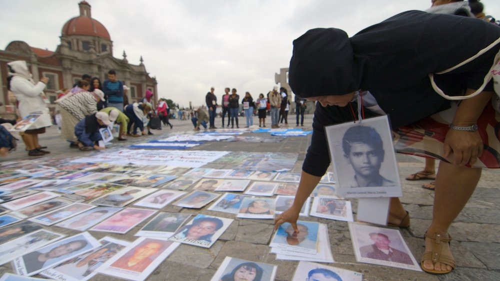 This is a scene from the documentary "A Place of Absence." The documentary follows director Marialuisa Ernst and her journey with a Caravan of Mothers of Missing Migrants