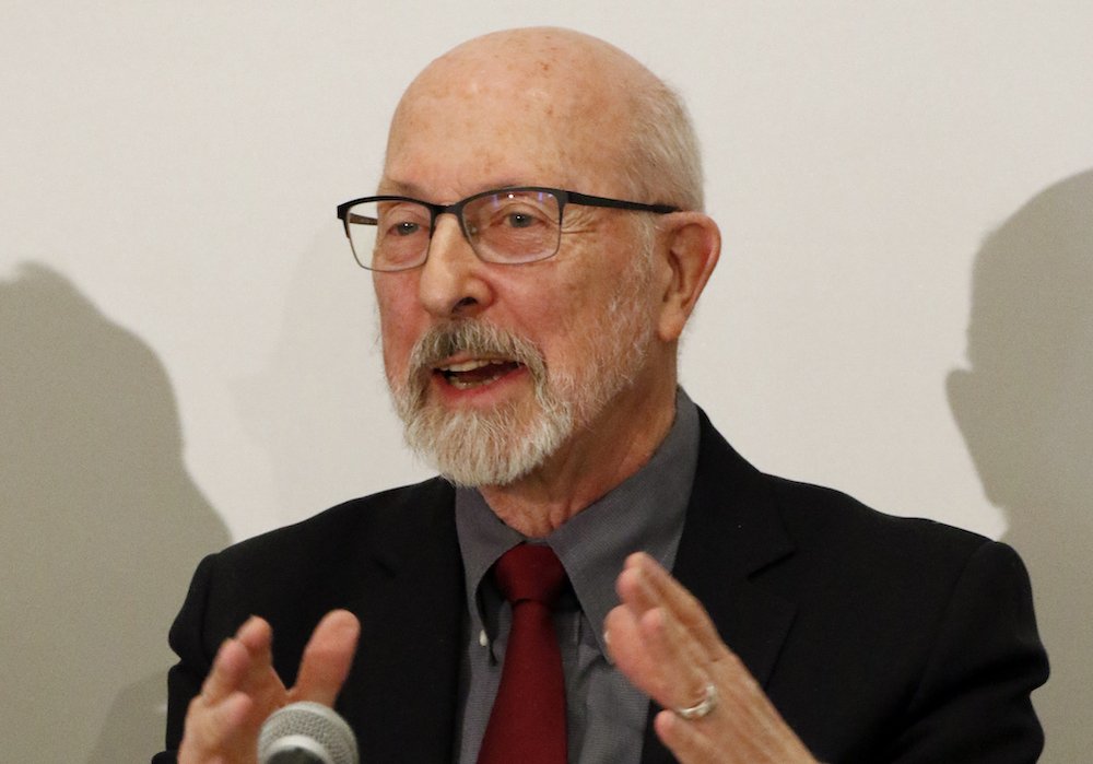 Journalist Peter Steinfels speaks at Fordham's Lincoln Center campus in New York City March 26