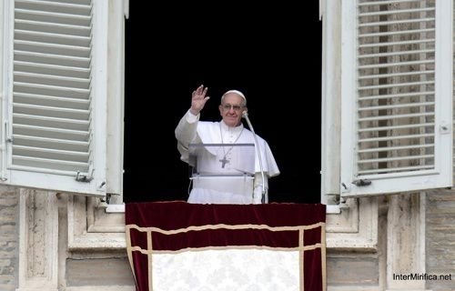 Pope Francis delivers his first Sunday Angelus on March 17