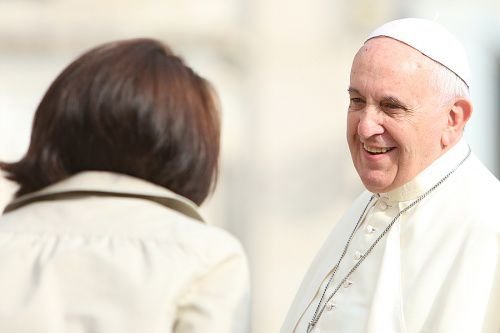 Pope Francis greets pilgrims in St. Peter's Square during the Wednesday general audience on Oct. 1