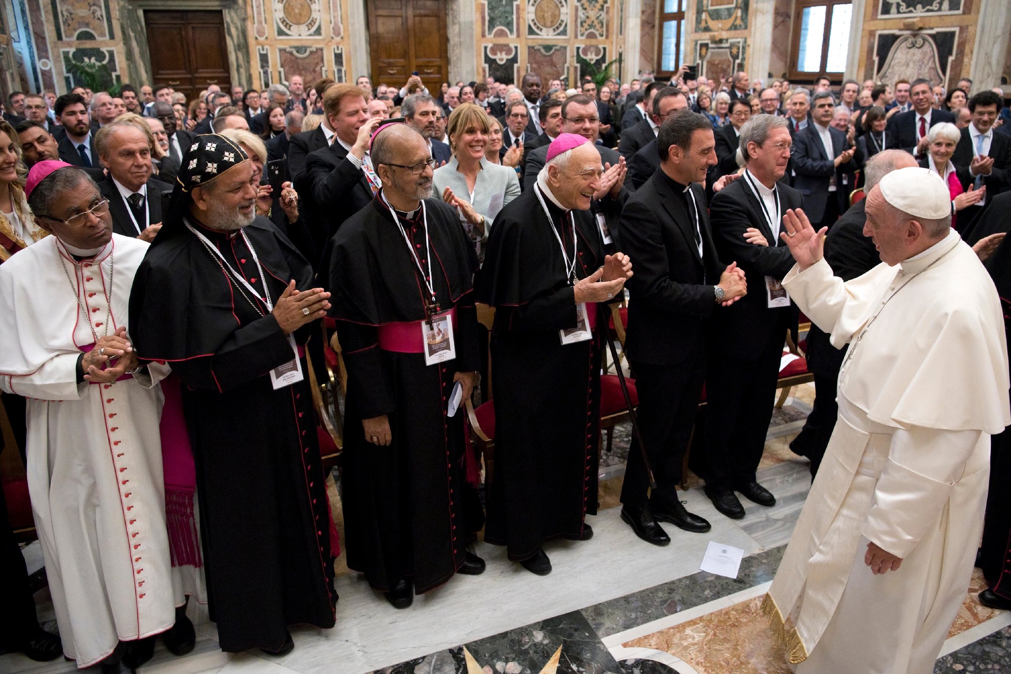 Pope Francis arrives in St. Peter's Square for the general audience Sept. 21
