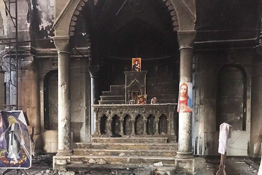 Destroyed church. Credit: Humanitarian Nineveh Relief Organization.