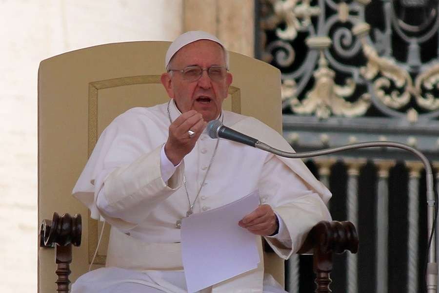 Pope Francis in St. Peter's Square during the Wednesday general audience on May 22