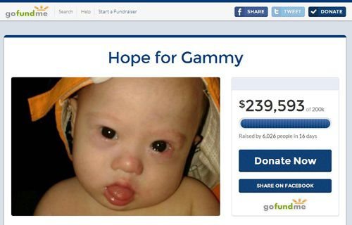 'Hope for Gammy' fundraising page.