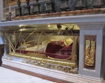 Bl. John XXIII's tomb under the altar of St. Jerome in St. Peter's Basilica. Credit: John Mosbaugh.