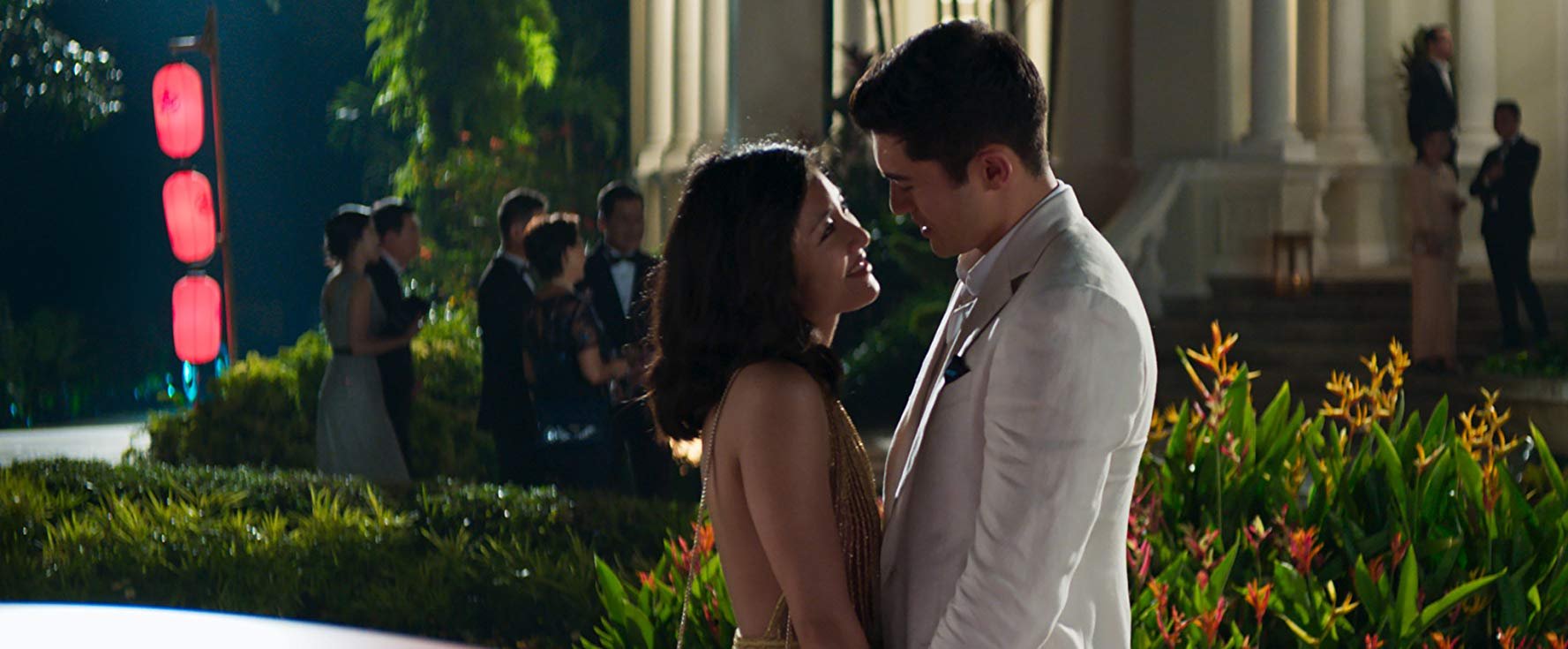 Constance Wu and Henry Golding in Crazy Rich Asians (2018).