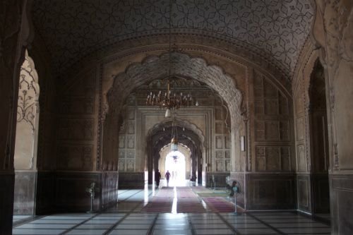 The interior of Lahore's Badshahi Mosque. Credit: Guilhem Vellut via Flickr (CC BY 2.0).