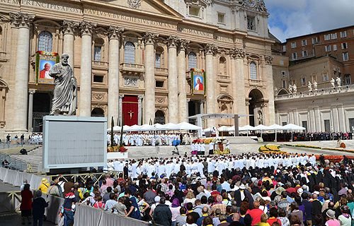 Cardinal Angelo Comastri celebrated a Mass of thanksgiving for Pope St. John Paul II in St. Peter's Square on April 28
