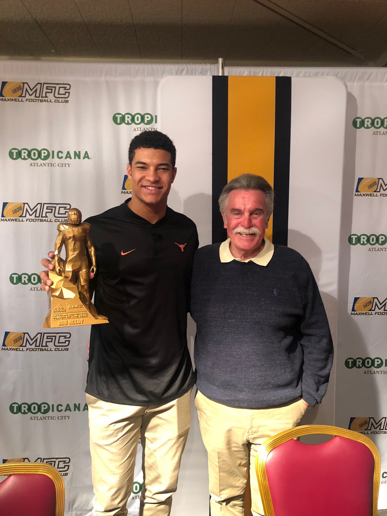 Mater Dei QB Bruce Young with Coach Rollinson at the 82nd Maxwell Awards Gala earlier this year